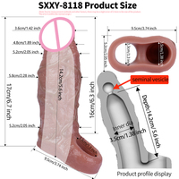 FAAK Funda de silicona curvada para pene Consolador hueco realista Retraso Eyaculación Extensor de pene con vesícula seminal Juguetes sexuales para hombres