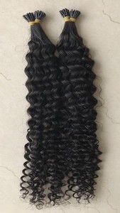 100% qualité d'exportation haut de gamme vison cambodgien temple indien vierge 24'Kinky Curly I Tip Extensions de cheveux donneur unique indien - Product Image 4