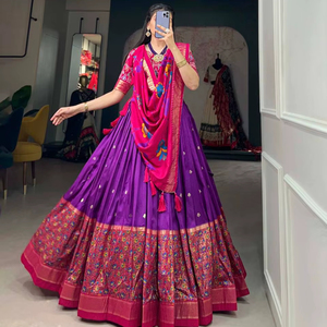 Tussar soie mariage lehenga Choli pour les femmes, Patola Chaniya Choli pour Garba, lehenga tenue traditionnelle pour demoiselle d'honneur - Product Image 1