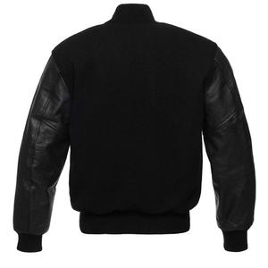 Vente en gros de veste marron pour hommes Varsity Men Letterman Baseball Black Wool Veste à manches en cuir crème véritable - Product Image 4