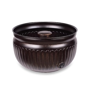 Bol de tuyau en cuivre fini martelé antique avec couvercle et poignée en laiton pour la maison jardin arrosage plantes bol de tuyau de jardin décoratif - Product Image 5