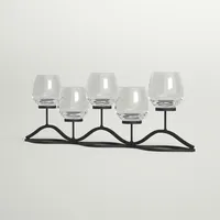 Chandelier vintage décoratif à 5 piliers, design en zigzag, en fer et verre noir, impression personnalisée de haute qualité, pour Noël