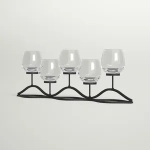 VINTAGE DECORATIVE 5 PILLAR ZIGZAG DESIGN CANDLE <b>HOLDER</b> - Product Image 4