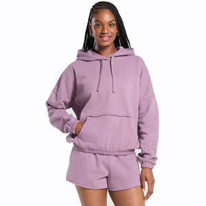 Logo personnalisé 100% jersey polaire de coton poids lourd pour femmes 2 pièces sweat à capuche et short de survêtement ensemble sweats à capuche - Product Image 1