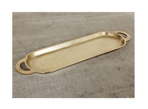 Metalique Mat Stainless Steel Tray With Handles Rectangle Lighting Black <b>Twig</b> Handle Different Metal Handicraft <b>Decorative</b> Tray - Product Image 2