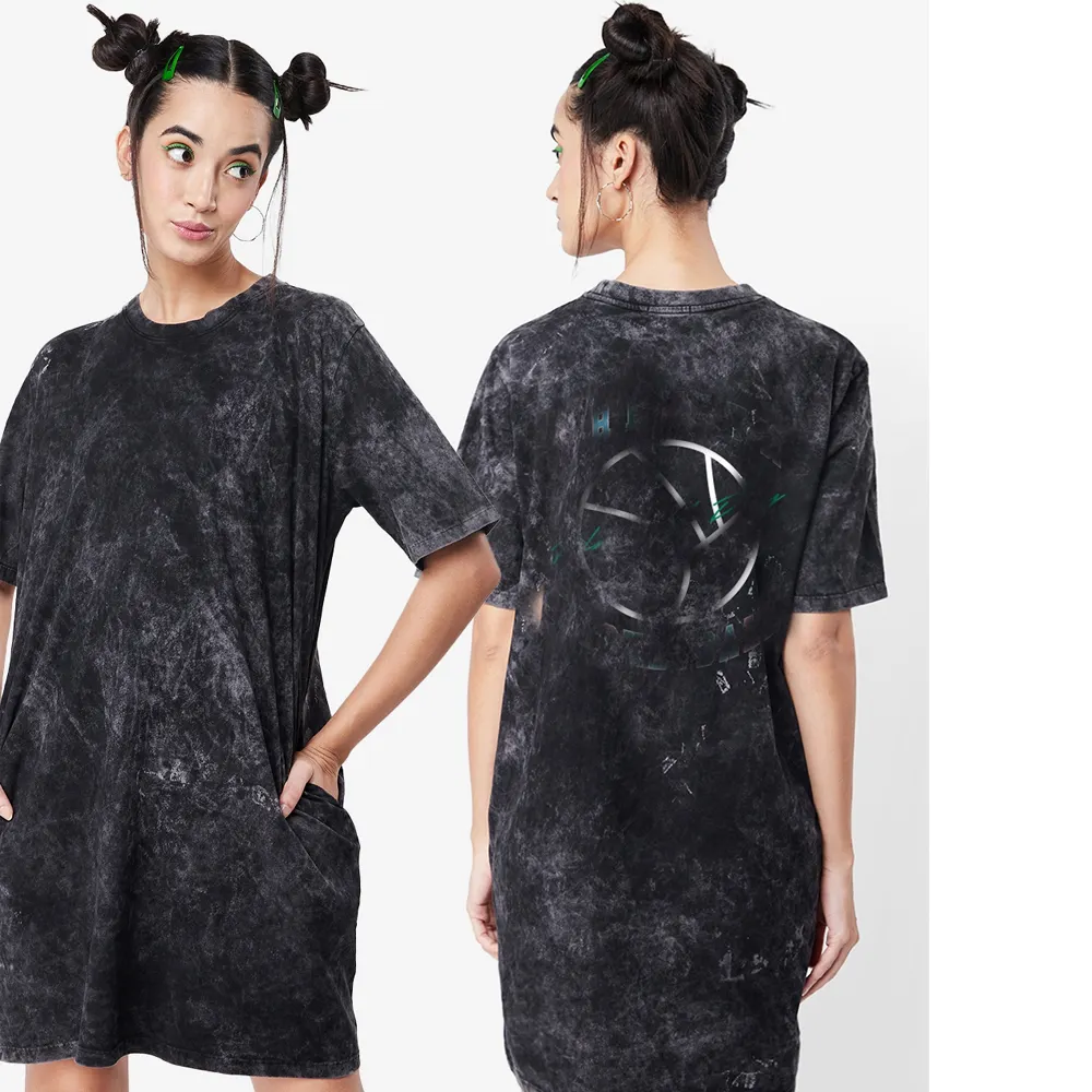 T-shirt oversize da donna in cotone Ultra morbido con lavaggio acido e T-shirt oversize