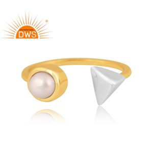 Latest Handmade Design 18K Gold Plated Natural Pearl <b>Adjustable</b> <b>Ring</b> Demi Fine Jewelry For Women Gift For Her - Product Image 3