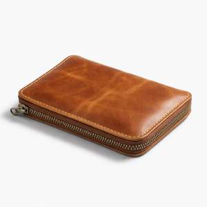 Portefeuille long en cuir de vache véritable pour homme avec fermeture éclair, porte-cartes multiples, élégant et professionnel - Product Image 1