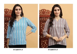 Court ethnique moderne en rayonne de coton Kurti léger et élégant à porter quotidiennement pour les femmes haut de qualité d'exportation de l'Inde en vente - Product Image 3