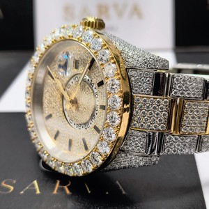 Người Đàn Ông Của Sang Trọng Vvs Moissanite Đồng Hồ Vuông Thép Không Gỉ Ban Nhạc Hip Hop Phong Cách Iced out Cho Analog Quay Số Hiển Thị Cho Nam Giới - Product Image 1