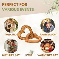 Corazones de Madera de Olivo Entrelazados Personalizados de 7.5 cm, Grabado Personalizado, Impresión en Huecograbado, Regalo de Boda Moderno para Múltiples Ocasiones, Hecho a Mano