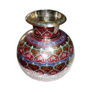 Vase à fleurs en laiton de haute qualité avec gravure multicolore et peinture rouge or fini pour Vase à fleurs décoratif de Table - Product Image 2