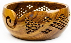 Cuenco de almacenamiento de hilo de madera hecho a mano para tejedores Cuenco de madera de almacenamiento de hilo ecológico hecho a mano por fabricante indio - Product Image 6