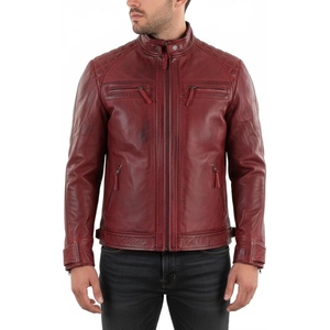 Veste de motard vintage en cuir d'agneau pour homme au look robuste avec une sensation de luxe douce - Product Image 5