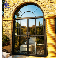 Puertas y Ventanas de Arco de Aluminio Estilo Europeo Retro, Puertas Abatibles Clásicas con Doble Vidrio Insonorizado