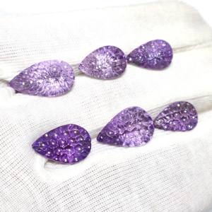 6 piezas amatista tallada amatista miel peine patrón tallado cabujón tallado Natural amatista piedra preciosa cabujón - Product Image 2