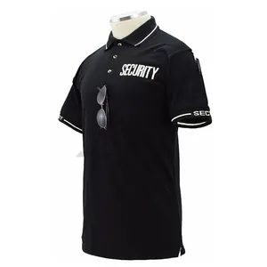 Polo de sécurité noir T-shirt brodé personnalisé Polo Tee qualité supérieure agent de sécurité personnel uniforme uni pour hommes