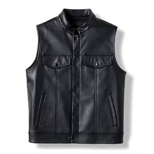 <b>Men</b> Fashion High Quality Leather Motorbike <b>Vest</b> Outdoor Leather Winter <b>Vest</b> Motorcycle Custom Style <b>Vest</b> - Product Image 1