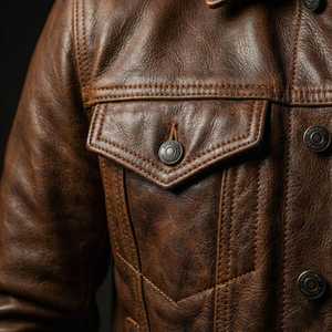 Veste en cuir pour homme en cuir de vache véritable doublure en satin col en fausse fourrure superposé veste 2025 - Product Image 5