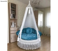Balançoire suspendue en macramé faite à la main pour Boho intérieur extérieur salle de jeux Patio confortable chaise élégante et durable