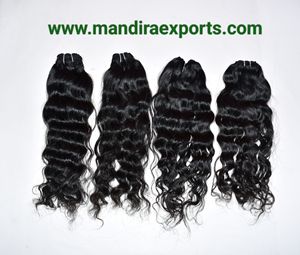 Venta al por mayor 100% Remy Natural negro extensiones de cabello humano de doble trama proveedor máquina paquetes virgen ondulado Sur suelta onda profunda - Product Image 5