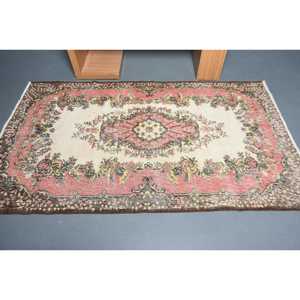 Vintage Area Rug, 4x6.8 ft Turkish Rug, <b>Red</b> <b>Wool</b> Rug - Product Image 3