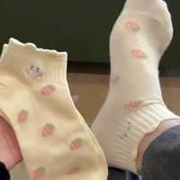 Chaussettes en coton jacquard écologiques, personnalisées, mignonnes et tendance, à séchage rapide, pour filles et femmes, douces, respirantes, à motifs de dessins animés, usine ODM