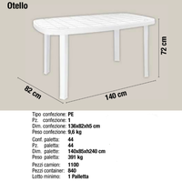 Table de salle à manger extérieure moderne et élégante de fabrication italienne, en plastique PP, écologique, résistante aux UV, certifiée ISO9001 TUV, pliable, pour hôtel, villa