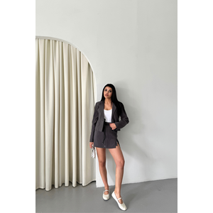Ensemble veste courte et jupe courte anthracite pour femme - Product Image 4