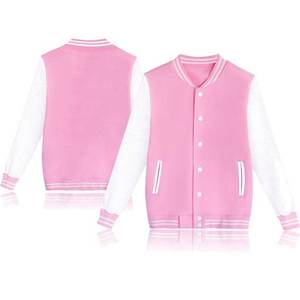 Varsity Jacket Zip Up Letterman Jacket Survêtement Printemps Automne Vêtements Rose Chaud - Product Image 3