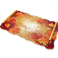 Plateau de service en résine époxy personnalisable, élégant et de qualité supérieure, fait main et peint à la main, par REALITY HANDMADE ENTERPRISES pour la maison