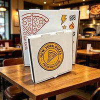 Boîte à pizza carrée en carton ondulé Kraft recyclable et écologique, personnalisable, avec pelliculage mat, modèle SP3508, vente en gros
