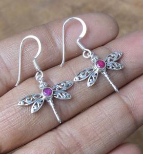 Boucles d'oreilles pendantes en rubis indien pour femmes, argent sterling 925, cadeau de fête, tendance - Product Image 5