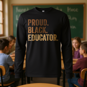 T-shirt a maniche lunghe African Pride Black History, T-shirt promozionale per educatori neri orgogliosi - Product Image 3