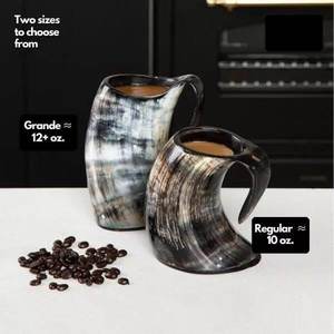 Jarra de Cuerno Vikinga Hecha a Mano, Cuerno de Buey Natural, Taza Rústica Medieval para Cerveza o Cerveza Alemana, Regalo Nórdico para Hombres - Product Image 2