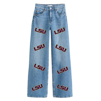 Pantalon en denim décontracté pour femmes à la mode nouveauté dernière conception avec paillettes brodées perles respirant pour toutes les saisons