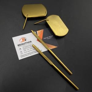 Pince à sourcils en acier durable plaqué or Miroirs à cils carrés pour extensions de cils - Product Image 5