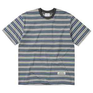 Camiseta Personalizada al por Mayor 100% Algodón, Estilo Patchwork a Rayas, Cuello Redondo Informal, Manga Corta, Color Popular - Product Image 1