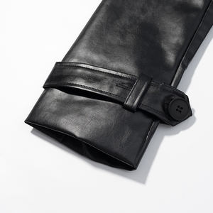 Chaqueta Larga de Cuero Genuino Negro para Hombre, Impermeable, Cortavientos, Transpirable, con Cuello de Solapa, Botones, Patrón 3D y Mangas Largas - Product Image 5