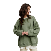 Sweat-shirt unisexe en coton 100% teint en pièce, 380 GSM, col rond, coupe oversize, avec logo personnalisé, pour l'automne et l'hiver, grandes tailles