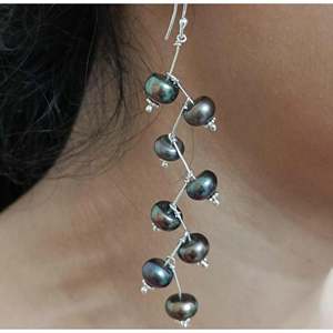 925 Sterling <b>Silver</b> <b>Dangle</b> <b>Earrings</b> Freshwater Peacock Black Pearl Handmade Boho June Birthstone Jewelry Pearl <b>Earrings</b> for - Product Image 5