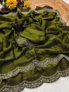 Latest Traditional Designer Fendy Silk Saree Indian Fashion Digital Print With Embroidery Work Exclusive Fancy Party Wear - Product Image 3