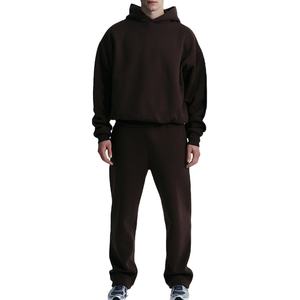 Survêtements unisexe 100% coton de haute qualité survêtements Boxy lourds avec sweats à capuche courts pantalons de survêtement ensemble d'hiver pour hommes 2026 - Product Image 3