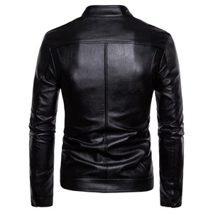 2024 chaqueta de cuero de servicio OEM para motocicleta para hombre con cuello levantado tela de lona lavada decoración de bordado de piel - Product Image 3