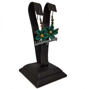 İğne Oyası Kır Çiçeği Küpe Sallantılı Koyu Yeşil Pendientes de moda - Product Image 1