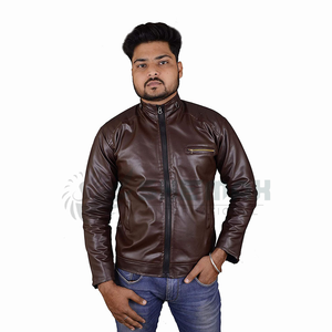 Chaqueta de cuero para hombre slim fit elegante moto look forro transpirable bolsillos con cremallera frontal construcción duradera ideal para el uso diario - Product Image 6
