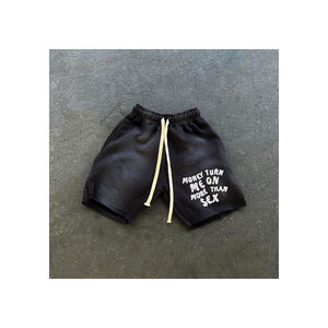 Pantalones cortos de Jogger de lavado ácido de alta calidad para hombre logotipo personalizado 100% algodón serigrafía de verano - Product Image 5