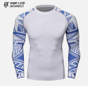 ชุดป้องกันผื่นคันแบบไม่ผ่านการสั่งพิมพ์ลาย MMA แบบแขนยาวสำหรับผู้ชายชุดฝึก - Product Image 1