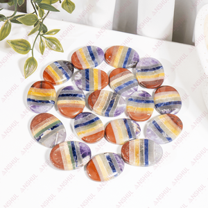 Piedra de Meditación Ovalada de 7 Chakras, Piedra Natural Pulida para Decoración, Piedra de Bolsillo - Product Image 3