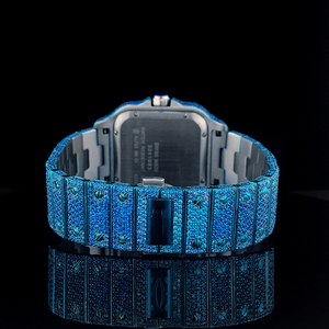 นาฬิกาข้อมือผู้ชายทรงสี่เหลี่ยม สไตล์สปอร์ตและธุรกิจ ประดับเพชรโมอิสซาไนต์ VVS ตัวเรือนสแตนเลสสตีล ชุบไวท์โกลด์ ดีไซน์เรียบง่าย สไตล์โรมัน ฮิปฮอป ควอตซ์ คุณภาพเยี่ยม - Product Image 4